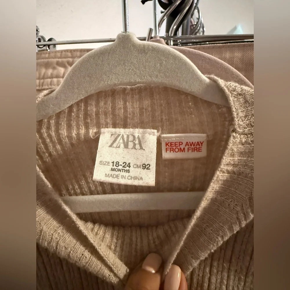 Zara Kids Ribbed Knit Long Sleeve in Beige